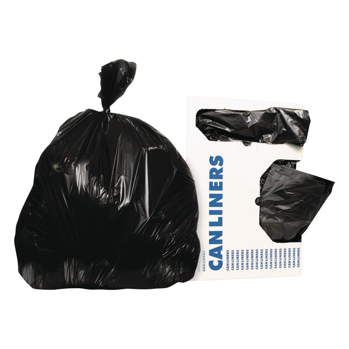High-Density Waste Can Liners, 56 gal, 22 mic, 43" x 48", Black, 150/Carton