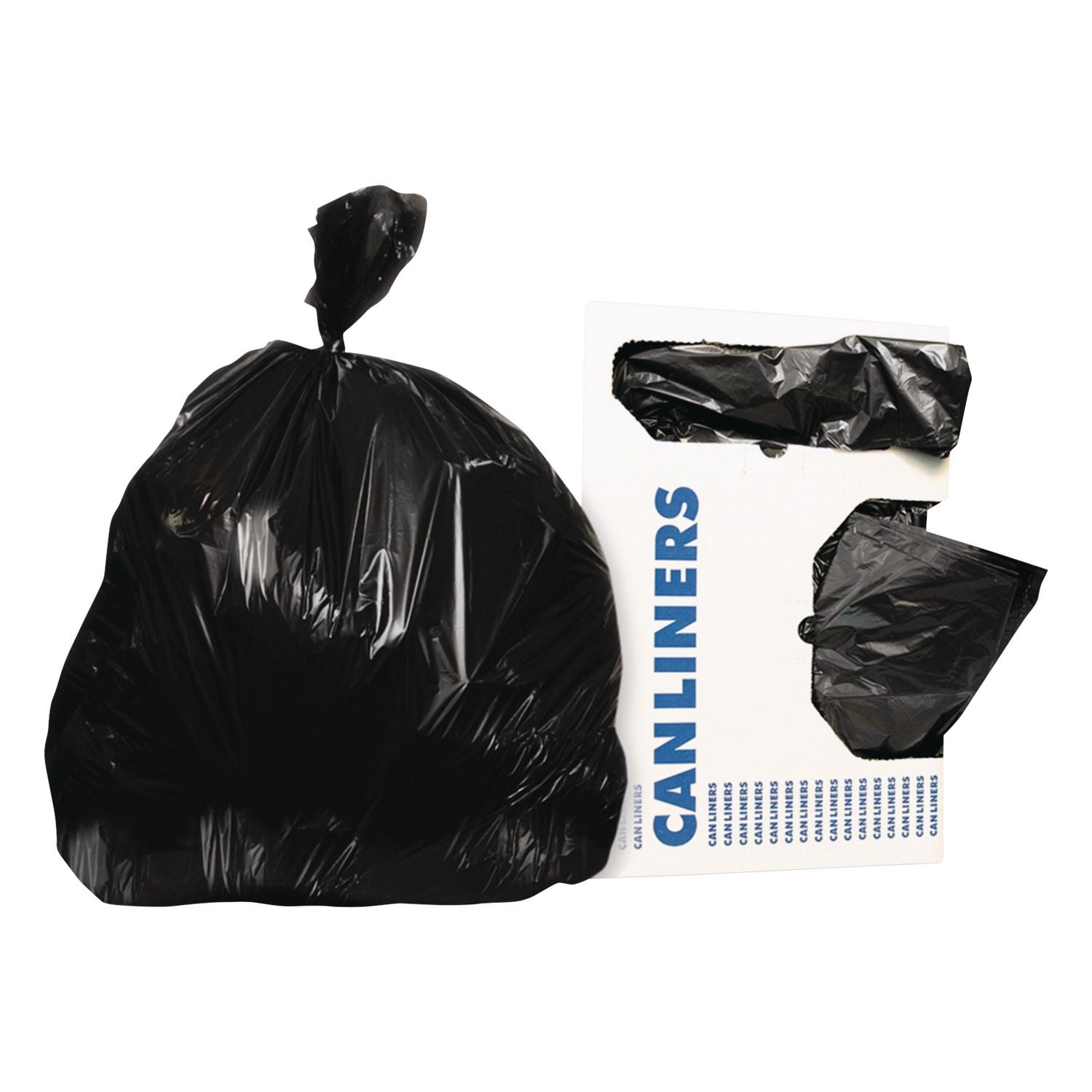 Low-Density Repro Can Liner, 60 gal, 2 mil, 38" x 58", Black, 100/Carton