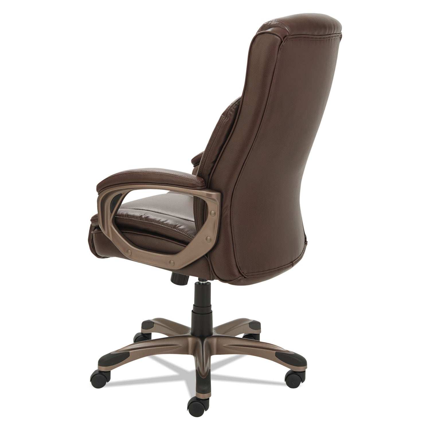 Alera Veon Series Executive High-Back Bonded Leather Chair, Supports Up to 275 lb, Brown Seat/Back, Bronze Base - 