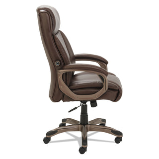 Alera Veon Series Executive High-Back Bonded Leather Chair, Supports Up to 275 lb, Brown Seat/Back, Bronze Base - 