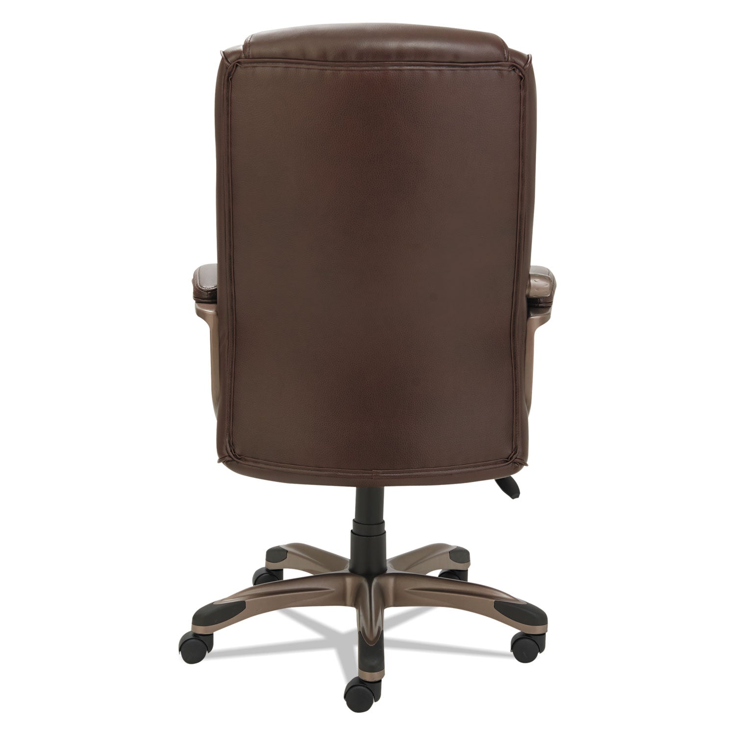 Alera Veon Series Executive High-Back Bonded Leather Chair, Supports Up to 275 lb, Brown Seat/Back, Bronze Base - 