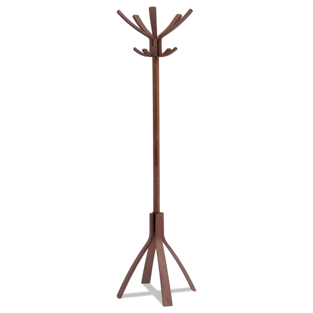 Cafe Wood Coat Stand, Ten Peg/Five Hook, 21.67w x 21.67d x 69.33h, Espresso Brown - 