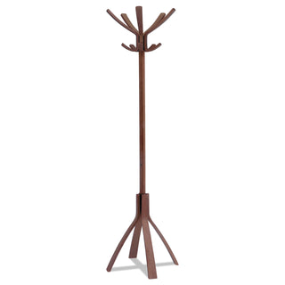Cafe Wood Coat Stand, Ten Peg/Five Hook, 21.67w x 21.67d x 69.33h, Espresso Brown - 
