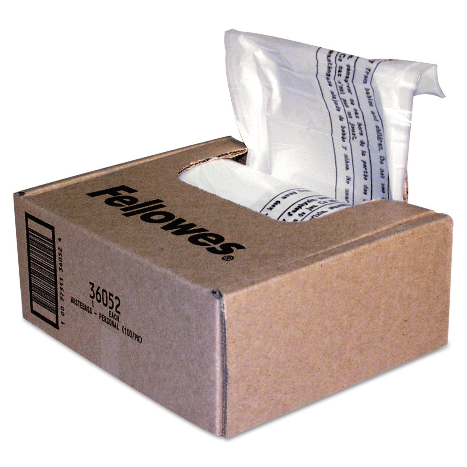 Shredder Waste Bags, 6-7 gal Capacity, 100/Carton - 