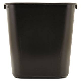 Deskside Plastic Wastebasket, 7 gal, Plastic, Black