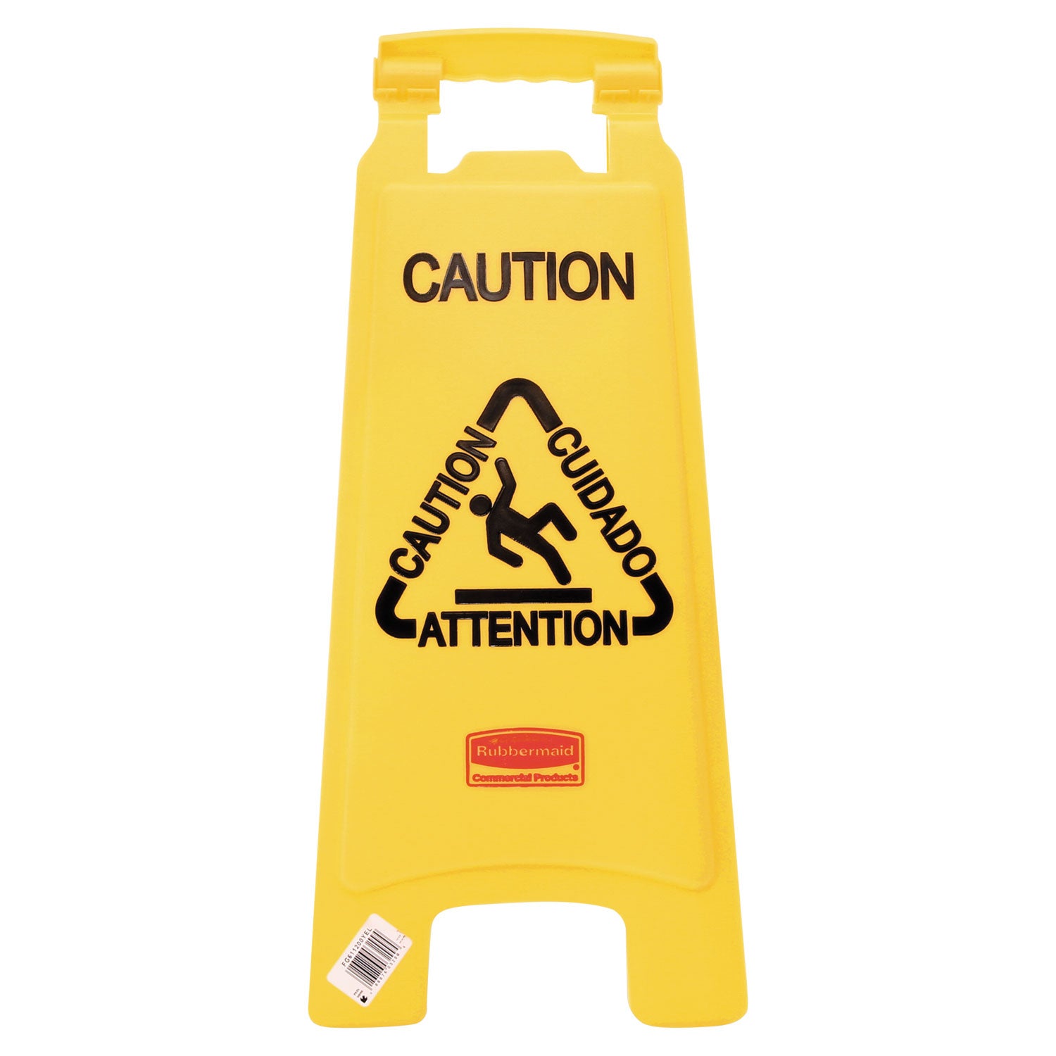 Multilingual "Caution" Floor Sign, 11 x 12 x 25, Bright Yellow