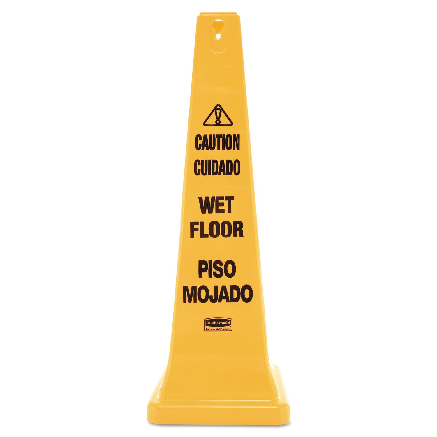 Multilingual Wet Floor Safety Cone, 12.25 x 12.25 x 36 - 