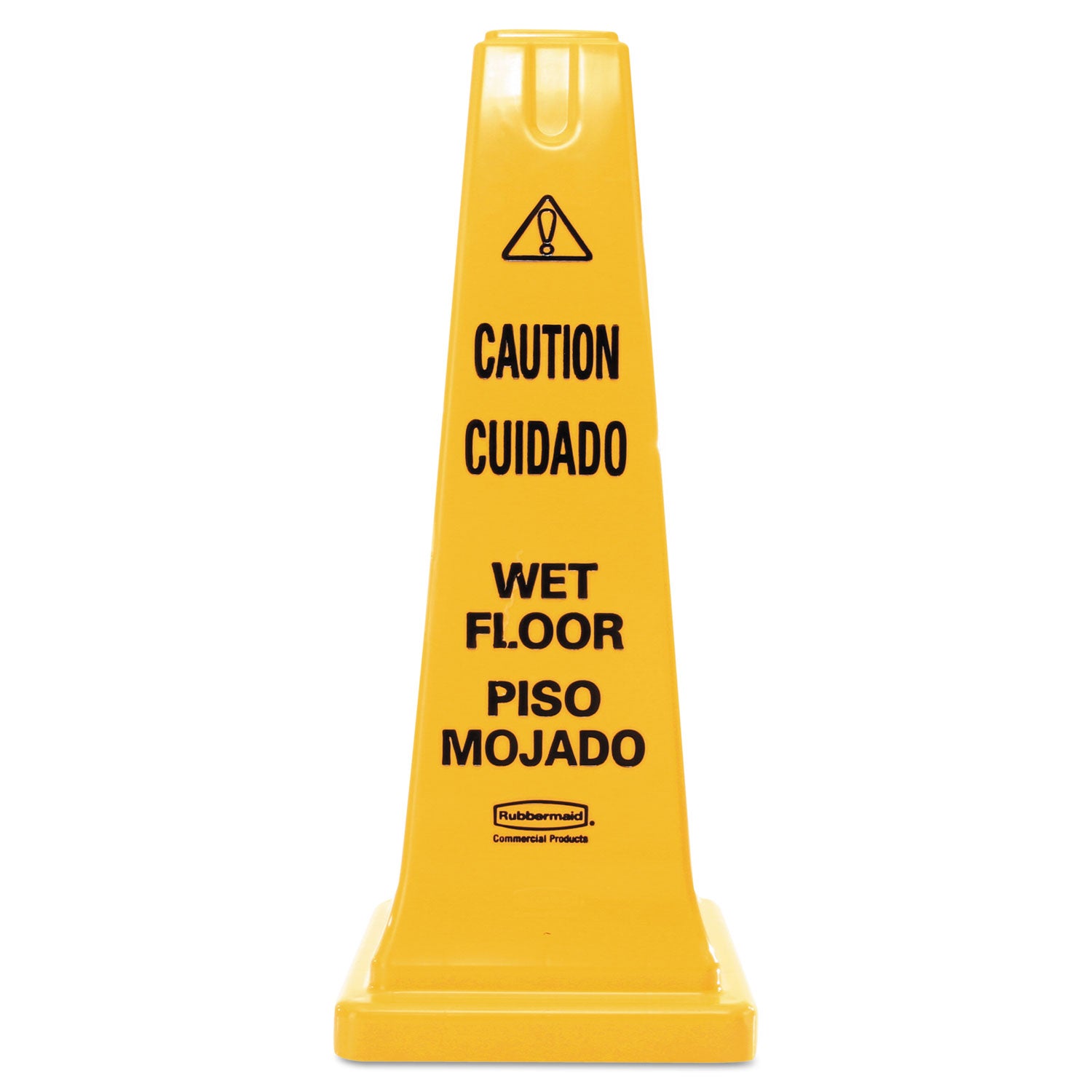 Multilingual Wet Floor Safety Cone, 10.55 x 10.5 x 25.63, Yellow - 