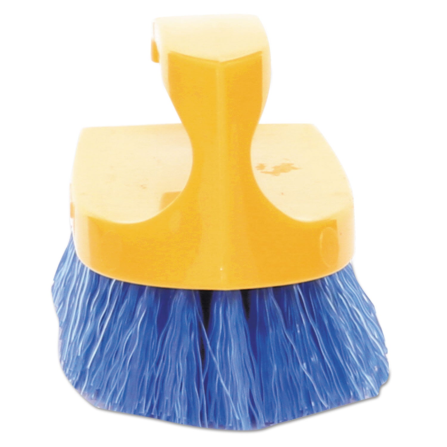 Iron-Shaped Handle Scrub Brush, Blue Polypropylene Bristles, 6" Brush, 6" Yellow Plastic Handle - 2