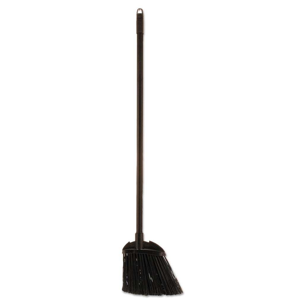 Angled Lobby Broom, Poly Bristles, 35" Handle, Black - 