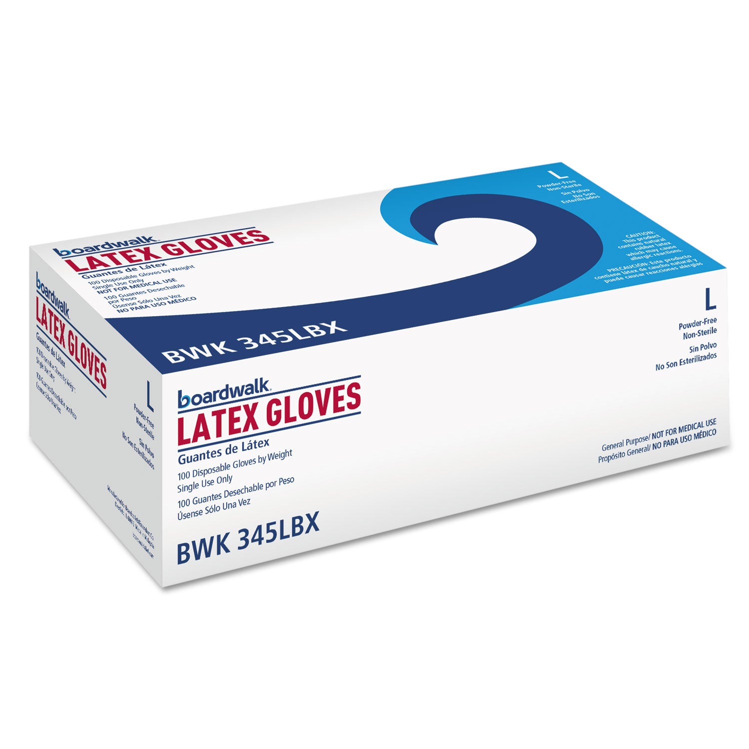 General-Purpose Latex Gloves, Powder-Free, 4.4 mil, Large, Natural, 100/Box - 