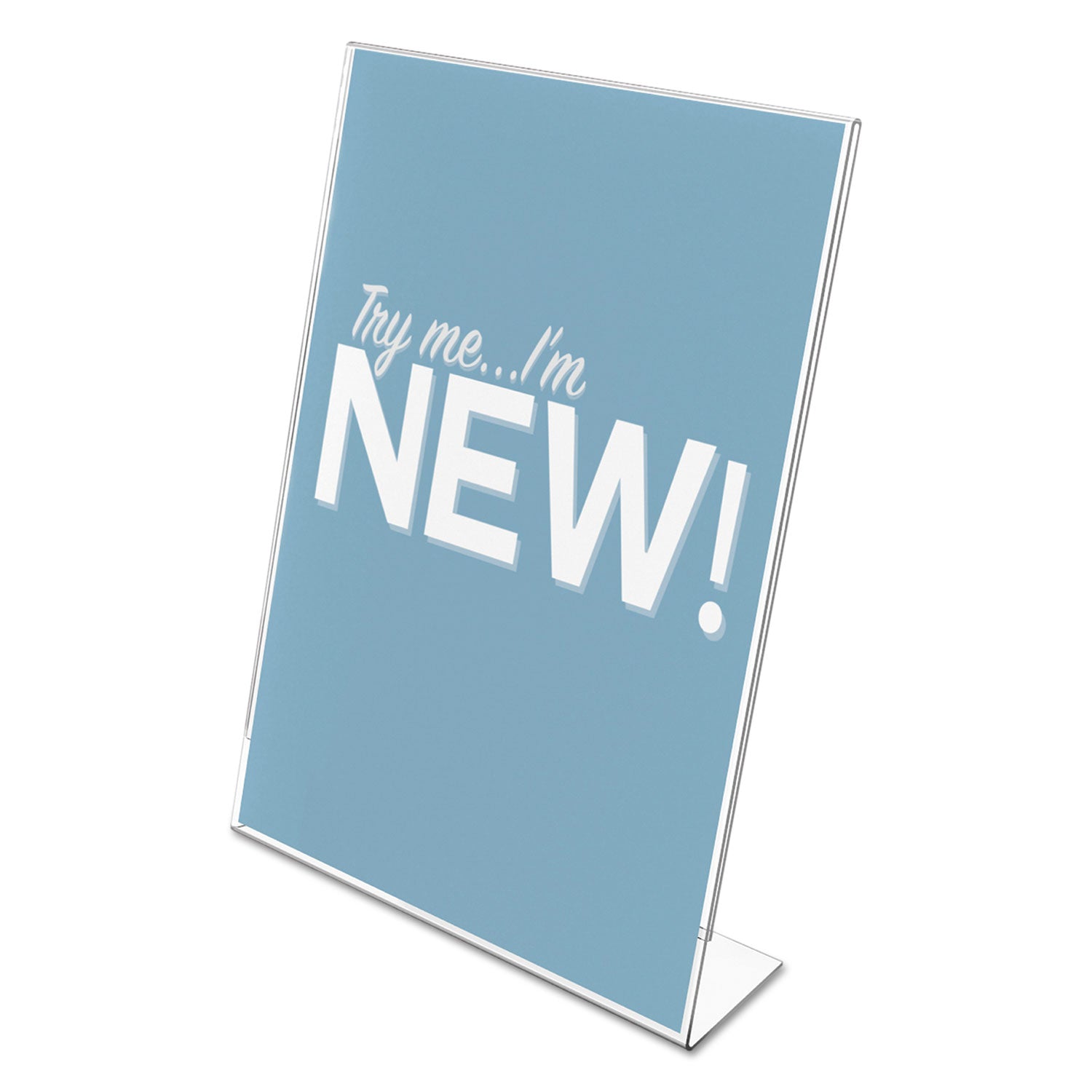 Classic Image Slanted Sign Holder, Portrait, 8.5 x 11 Insert, Clear - 
