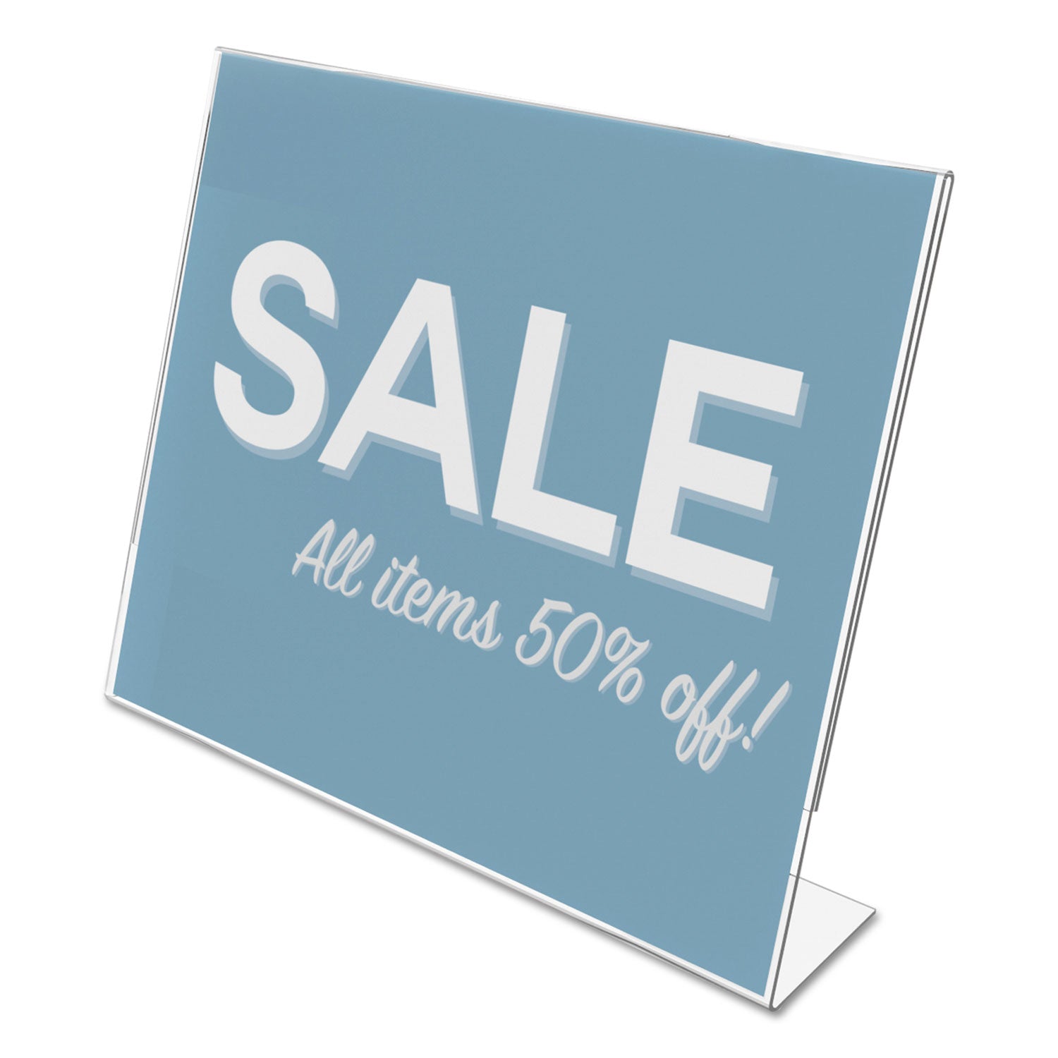 Classic Image Slanted Sign Holder, Landscaped, 11 x 8.5 Insert, Clear - 