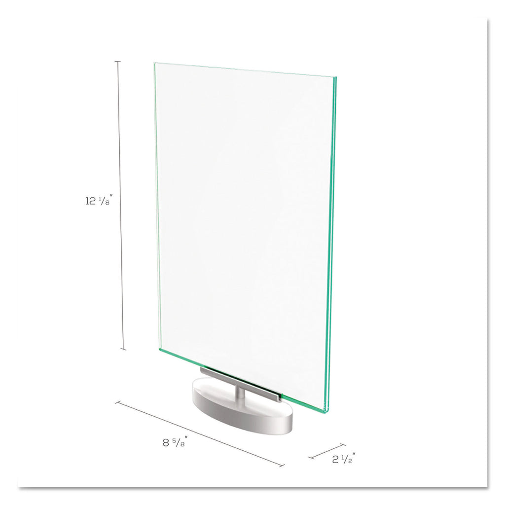 Superior Image Swivel Sign Holder w/Green Edge, 8.5 x 11 Insert, Silver Base - 