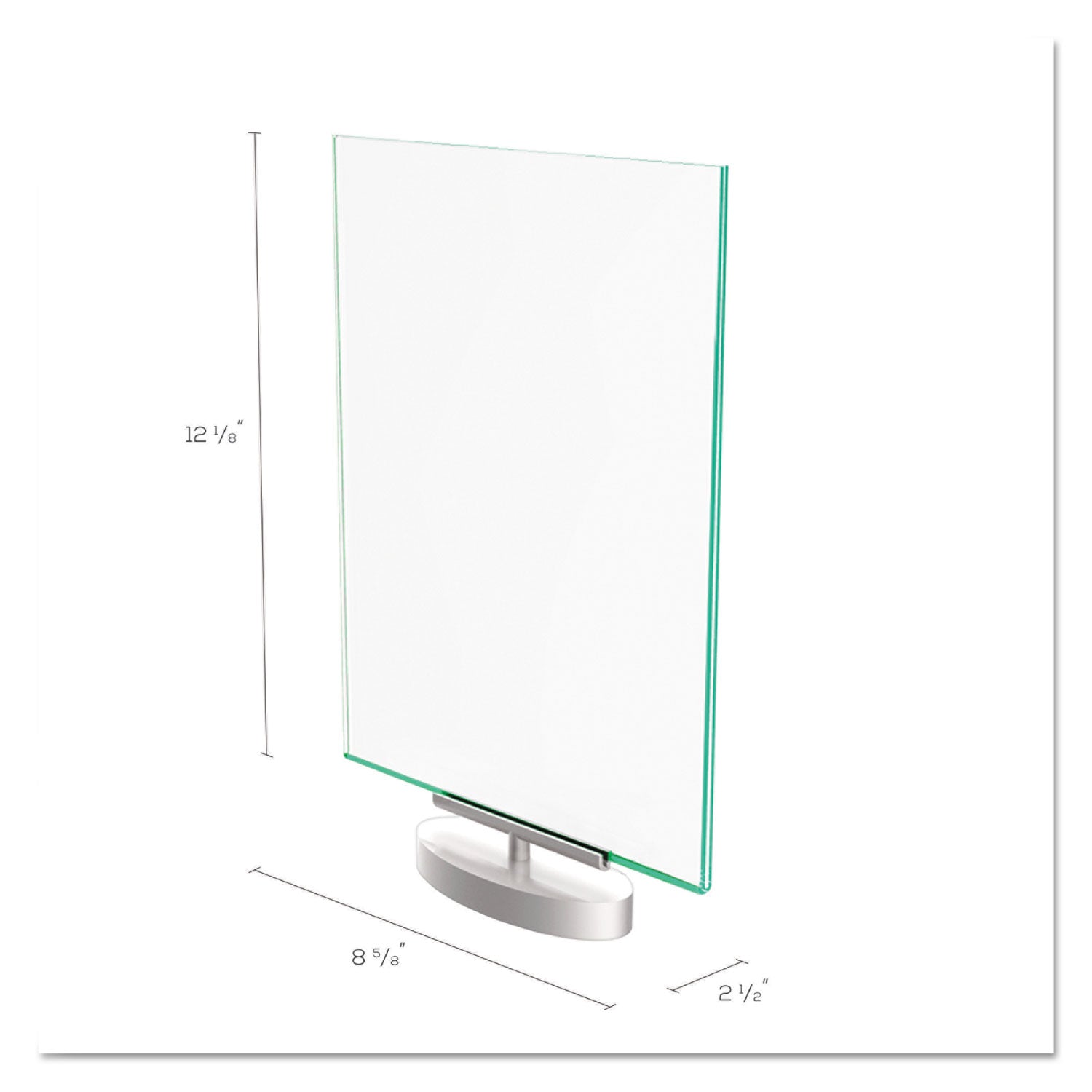 Superior Image Swivel Sign Holder w/Green Edge, 8.5 x 11 Insert, Silver Base - 