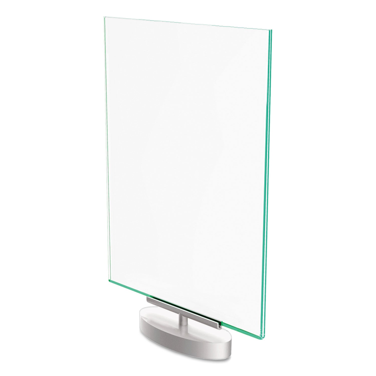Superior Image Swivel Sign Holder w/Green Edge, 8.5 x 11 Insert, Silver Base - 