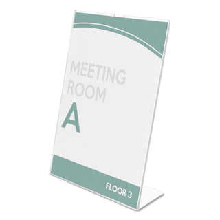 Superior Image Slanted Sign Holder, Portrait, 5 x 7 Insert, Clear - 