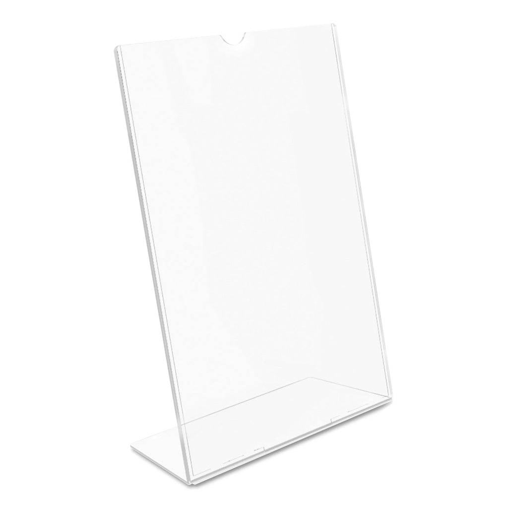 Superior Image Slanted Sign Holder, Portrait, 5 x 7 Insert, Clear