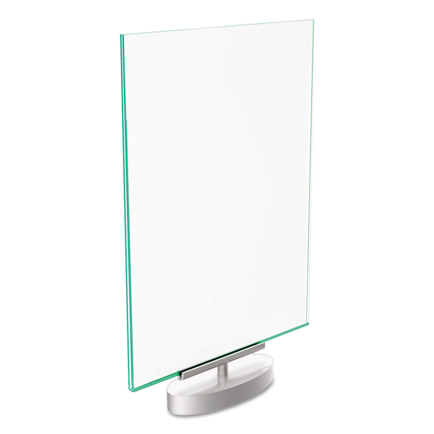 Superior Image Swivel Sign Holder w/Green Edge, 8.5 x 11 Insert, Silver Base - 