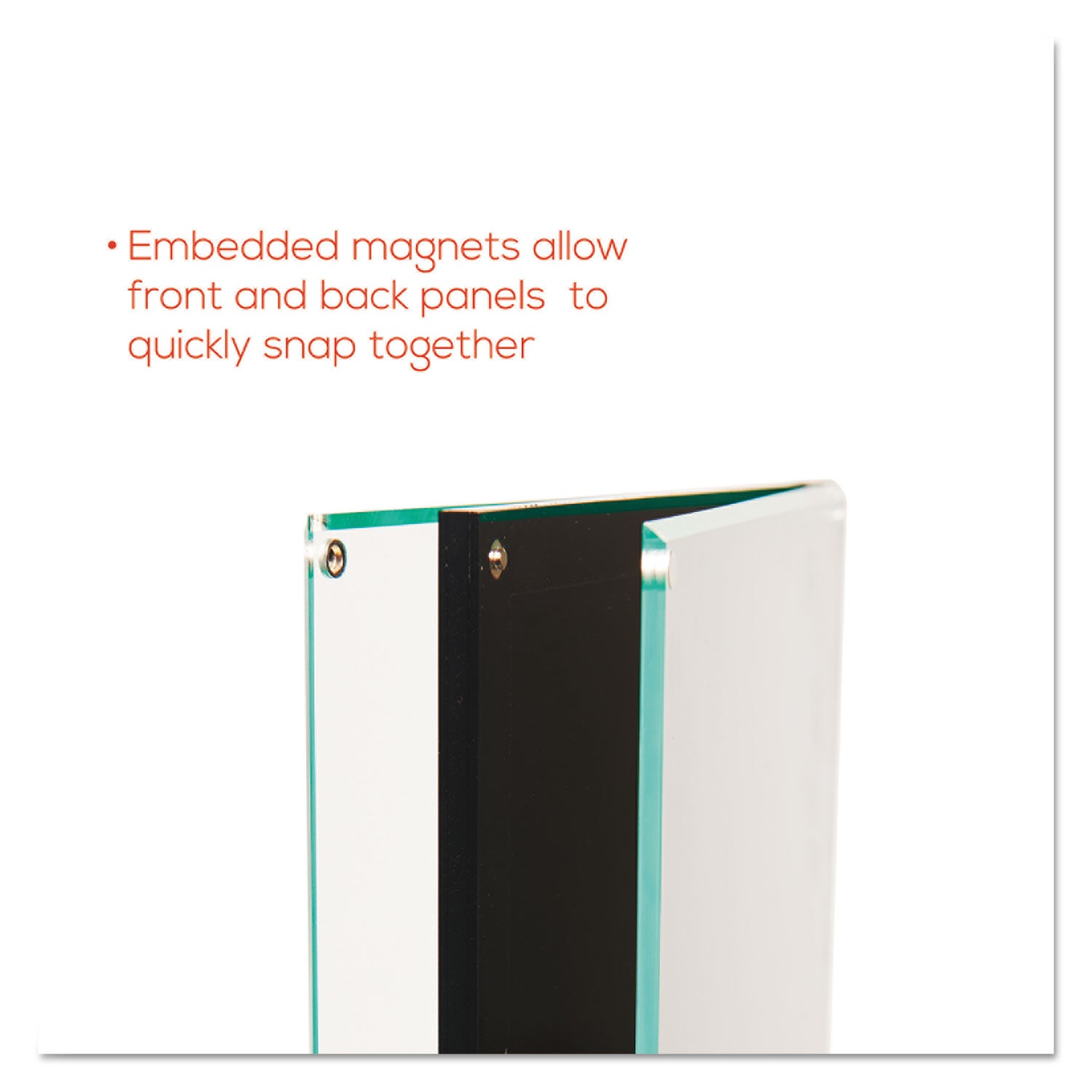 Double-Sided Magnetic Sign Display, 8.5 x 11 Insert, 56" Tall, Clear/Black