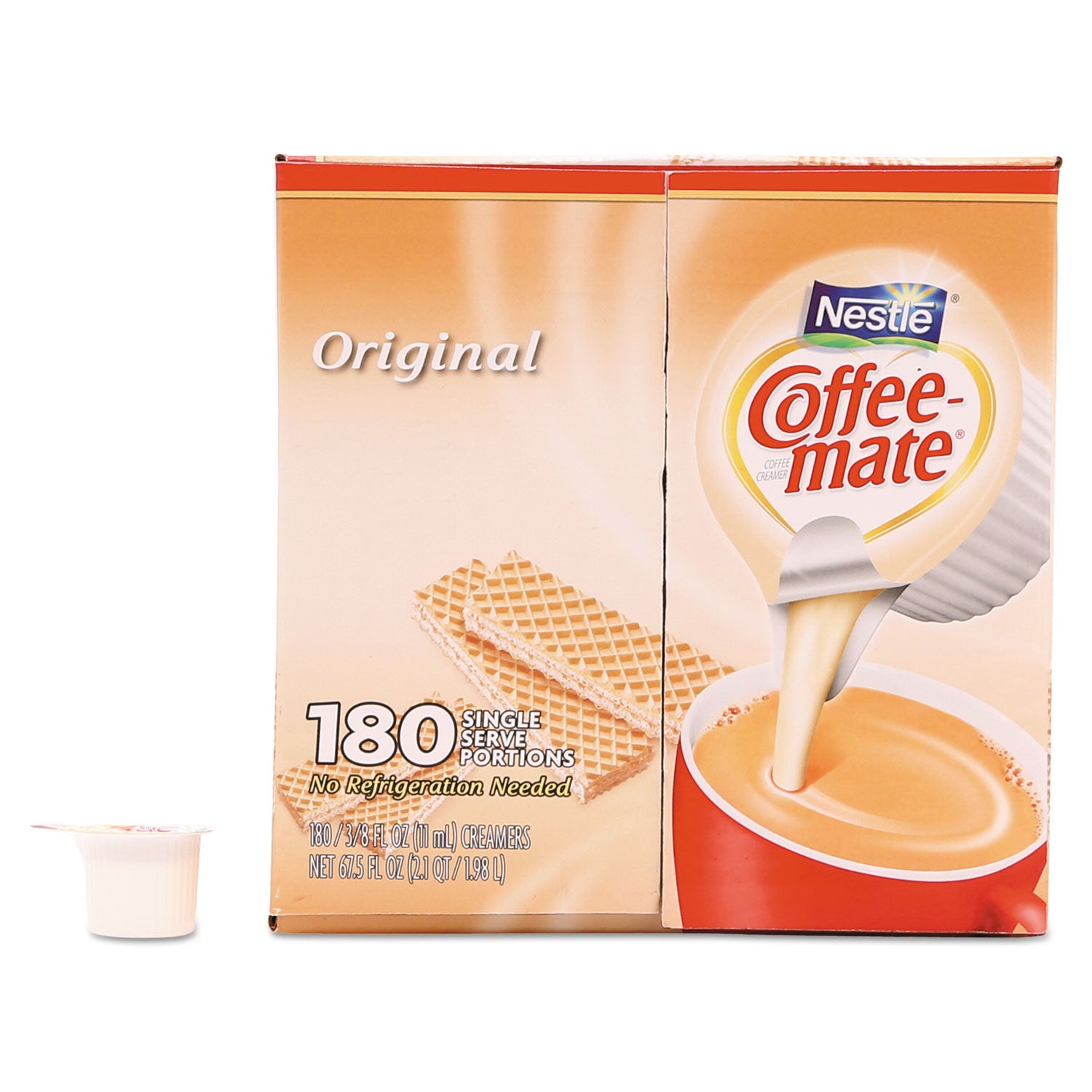 Liquid Coffee Creamer, Original, 0.38 oz Mini Cups, 180/Carton - 