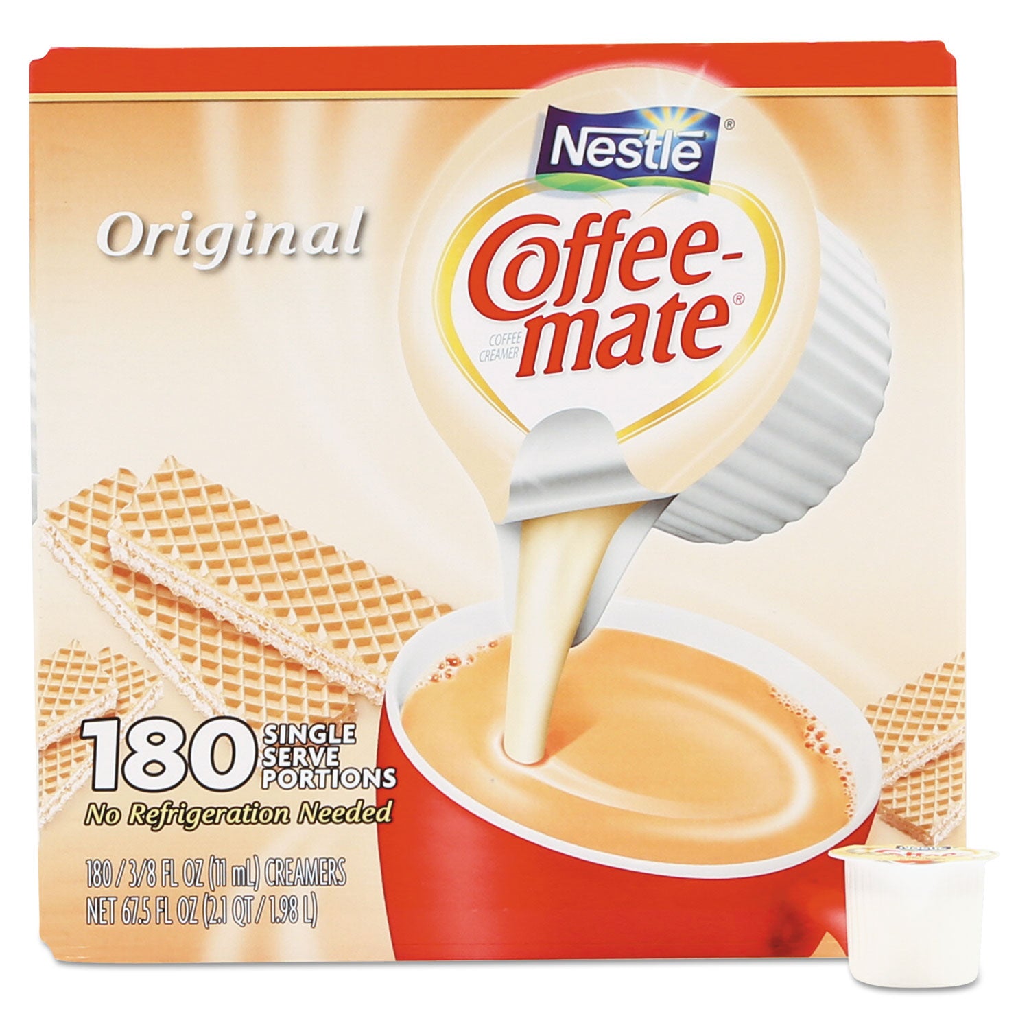 Liquid Coffee Creamer, Original, 0.38 oz Mini Cups, 180/Carton - 