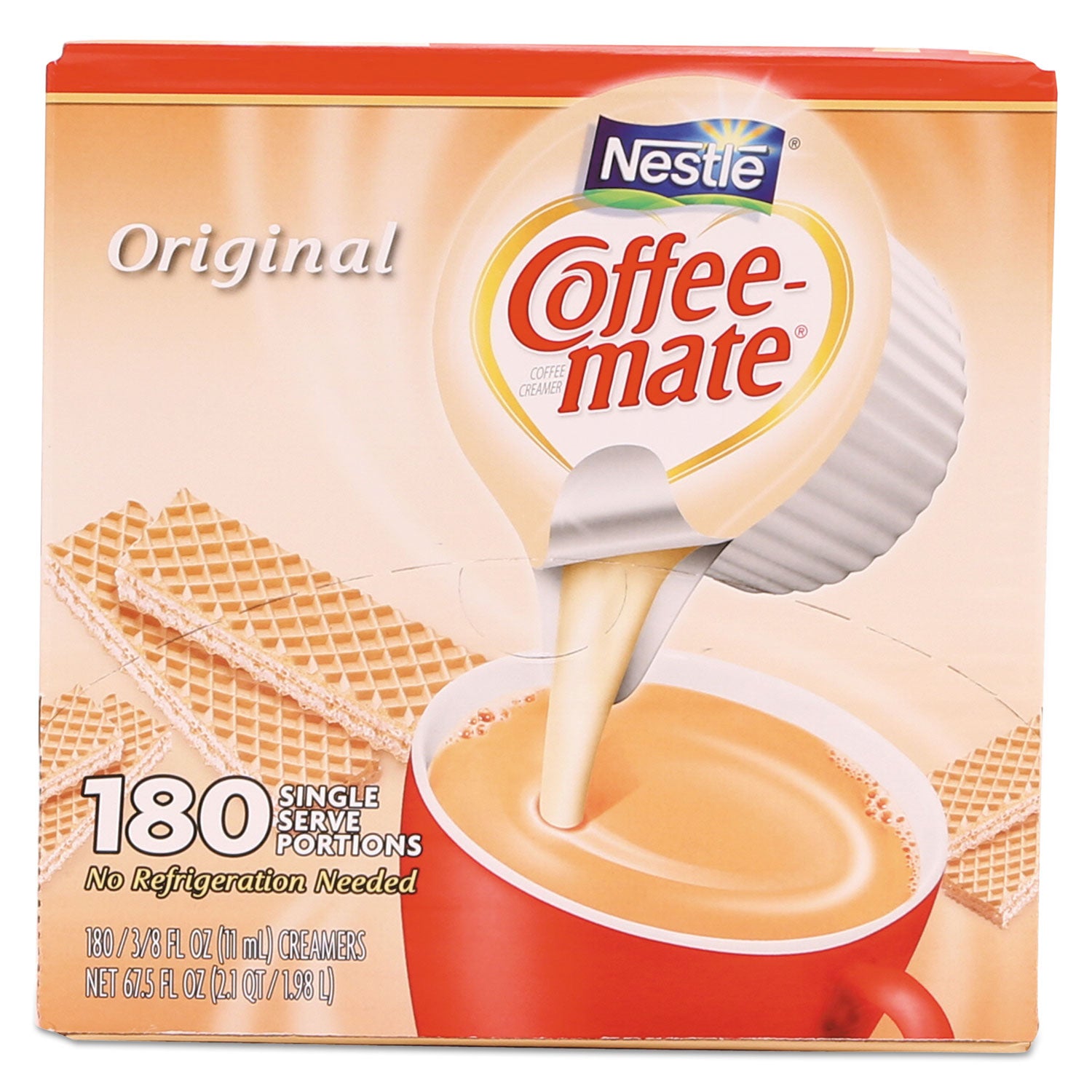 Liquid Coffee Creamer, Original, 0.38 oz Mini Cups, 180/Carton