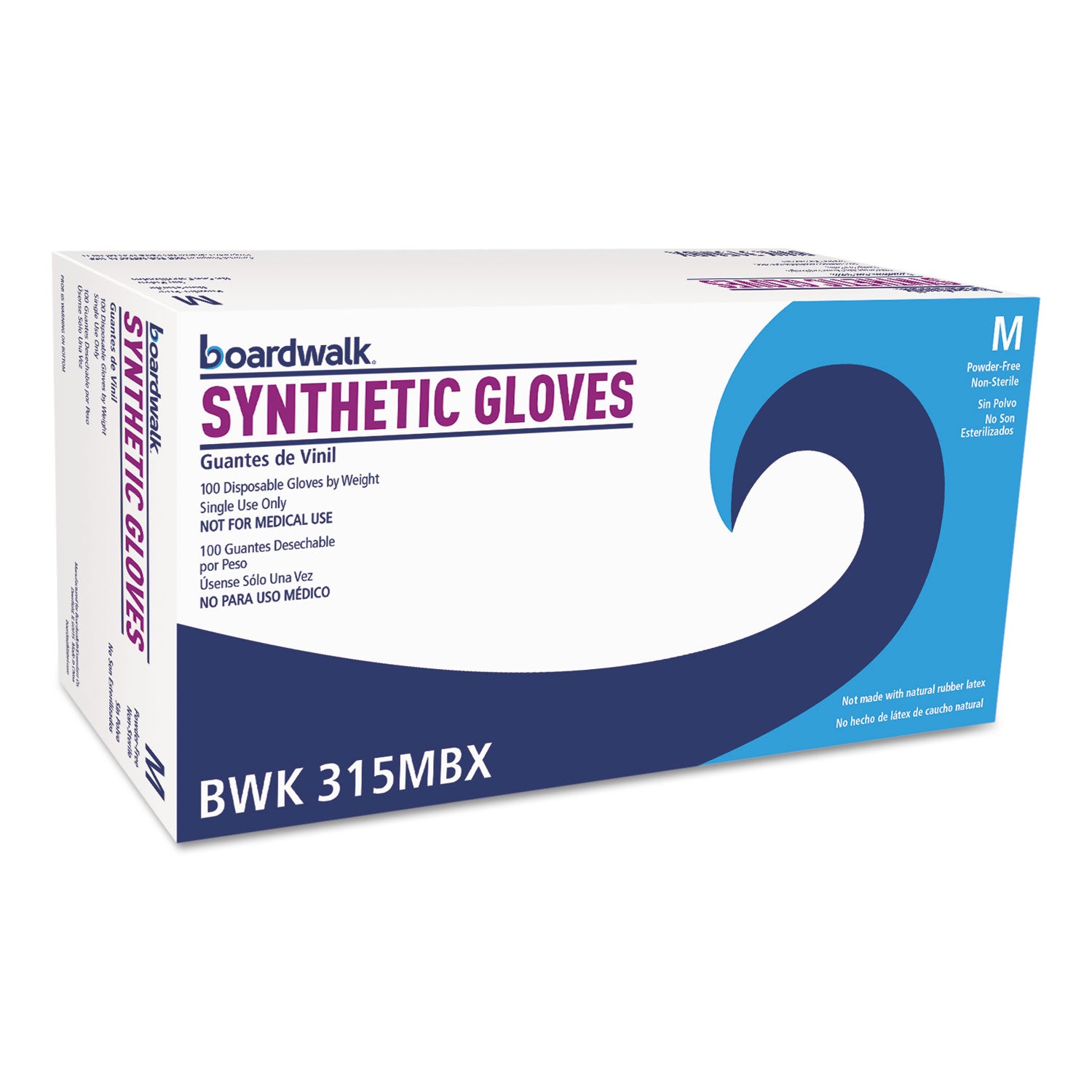 Powder-Free Synthetic Vinyl Gloves, Medium, Beige, 4 mil, 100/Box - 