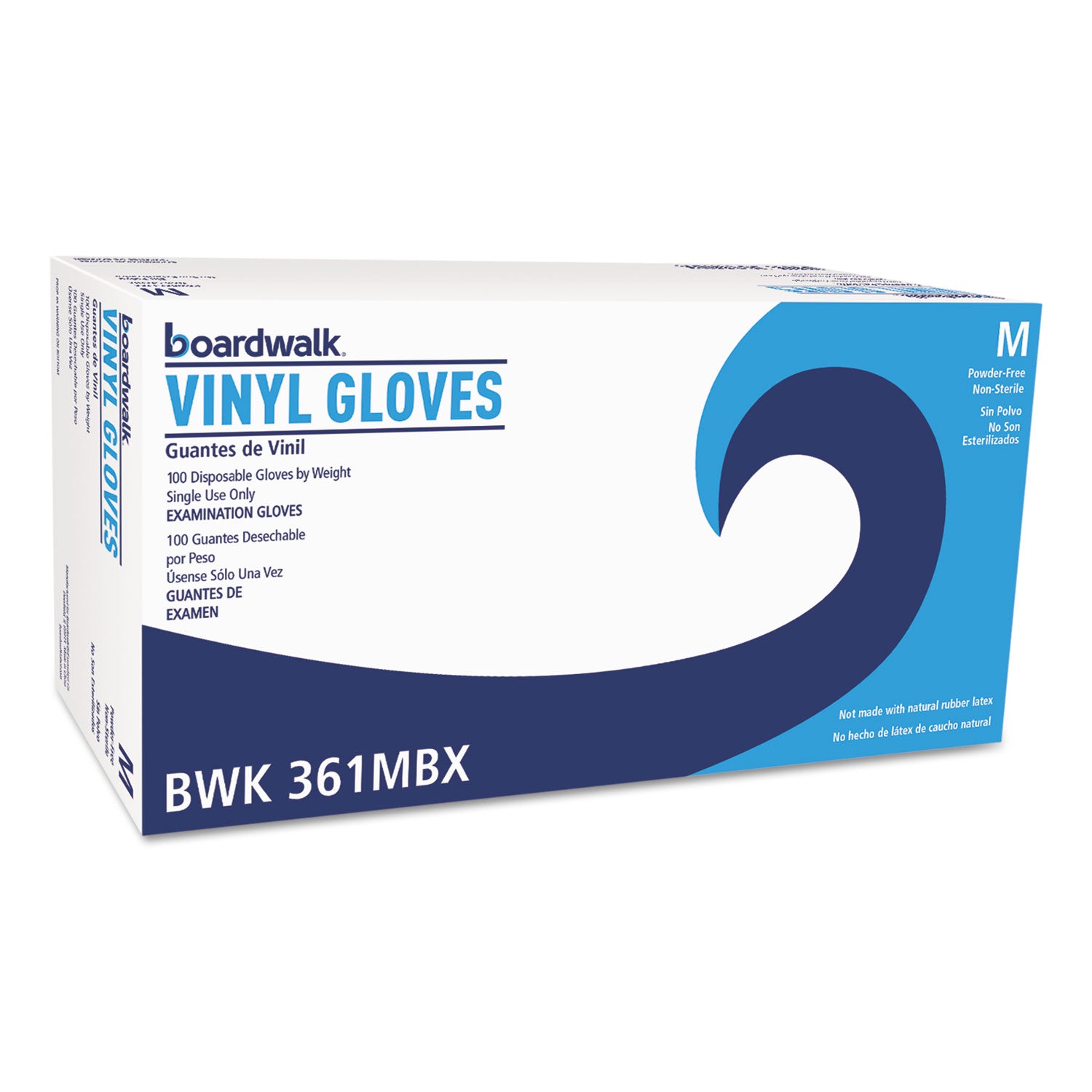 Exam Vinyl Gloves, Clear, Medium, 3 3/5 mil, 100/Box, 10 Boxes/Carton - 