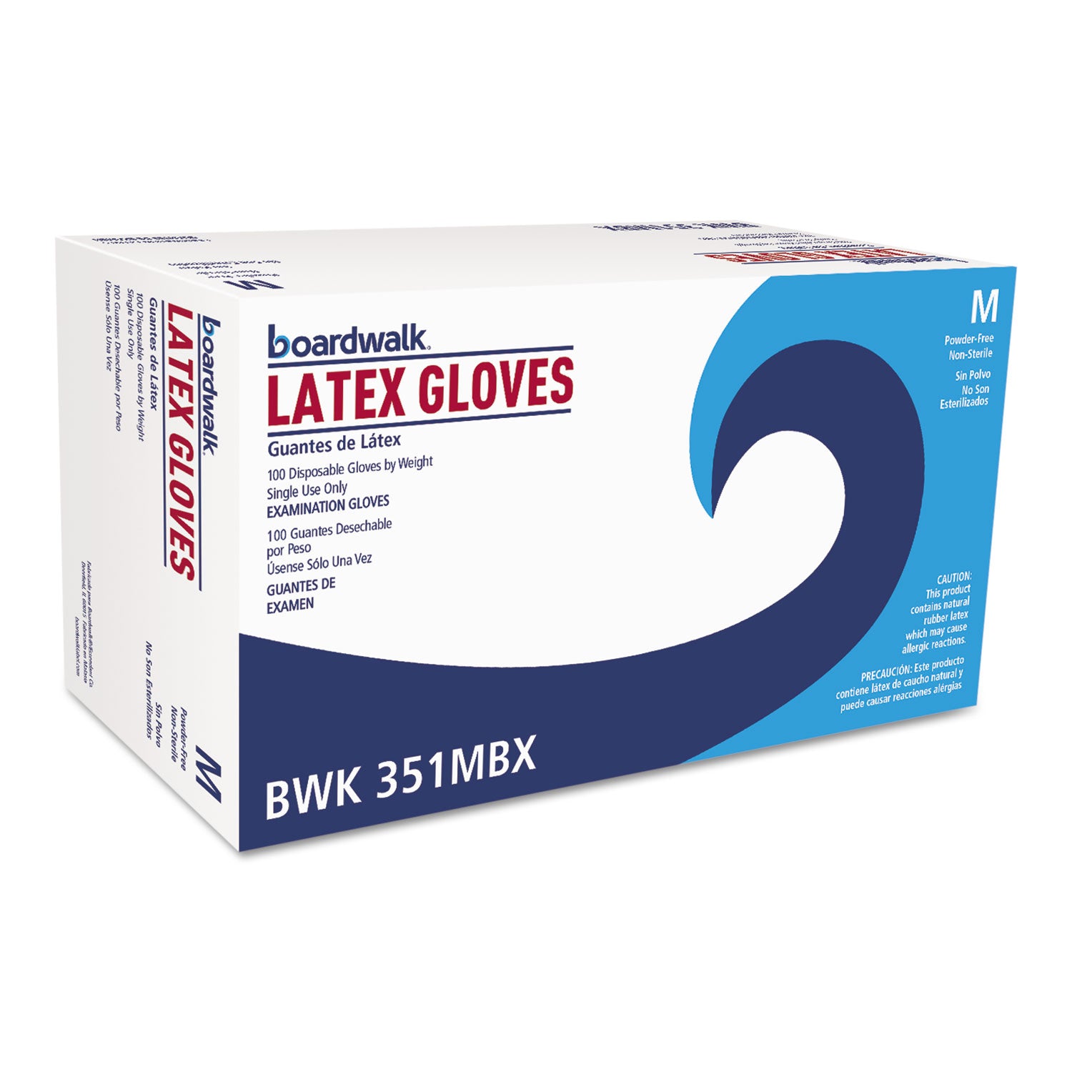 Powder-Free Latex Exam Gloves, Medium, Natural, 4.8 mil, 100/Box, 10 Boxes/Carton - 