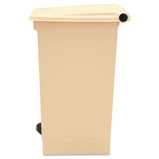Indoor Utility Step-On Waste Container, Square, Plastic, 12gal, Beige