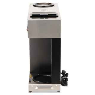 Pour-O-Matic Three-Burner Pour-Over Coffee Brewer, 12-Cup, Stainless Steel, Black - 