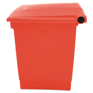 Indoor Utility Step-On Waste Container, Square, Plastic, 8gal, Red