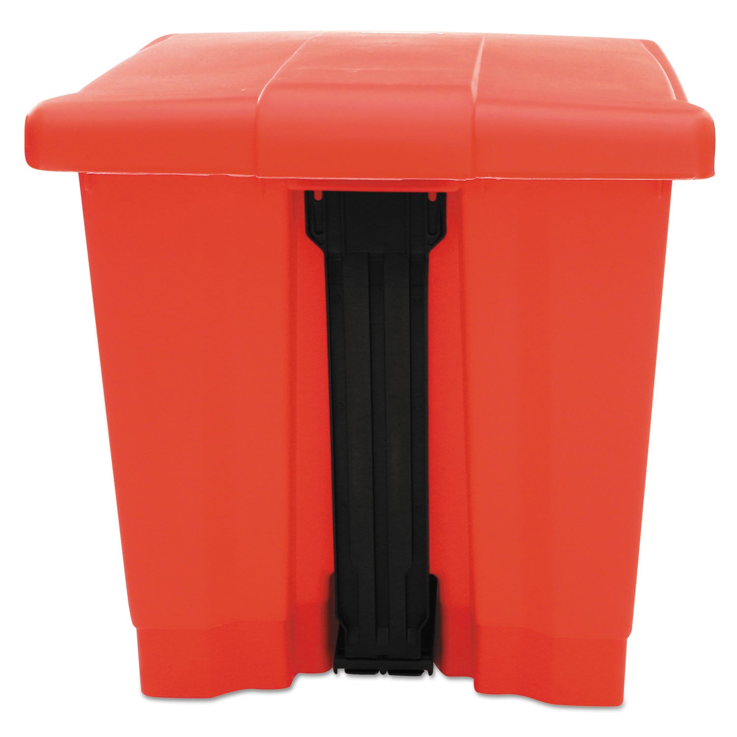 Indoor Utility Step-On Waste Container, Square, Plastic, 8gal, Red
