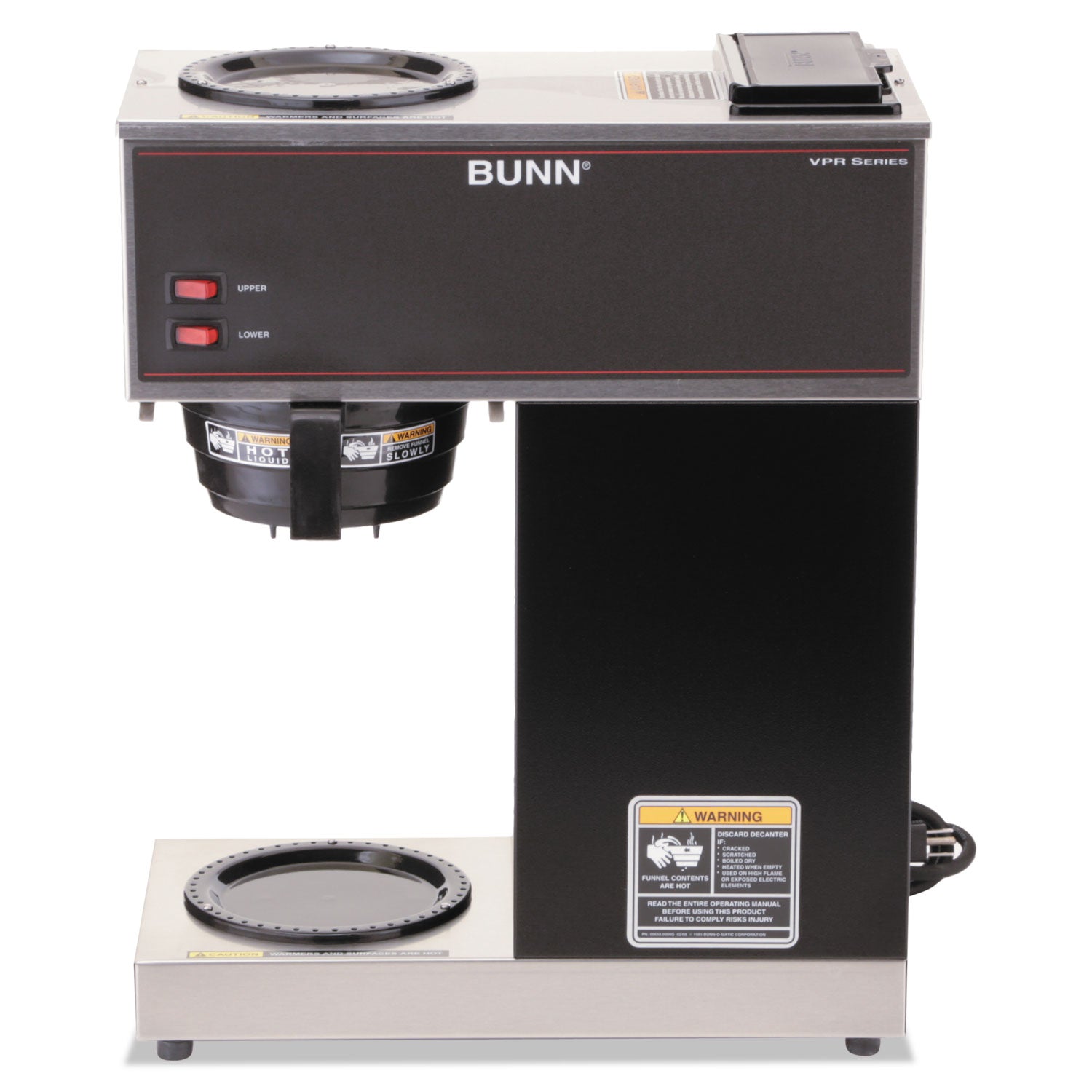 VPR Two Burner Pourover Coffee Brewer, 12-Cup, Stainless Steel, Black - 
