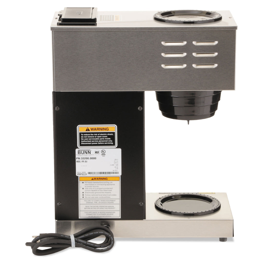 VPR Two Burner Pourover Coffee Brewer, 12-Cup, Stainless Steel, Black - 