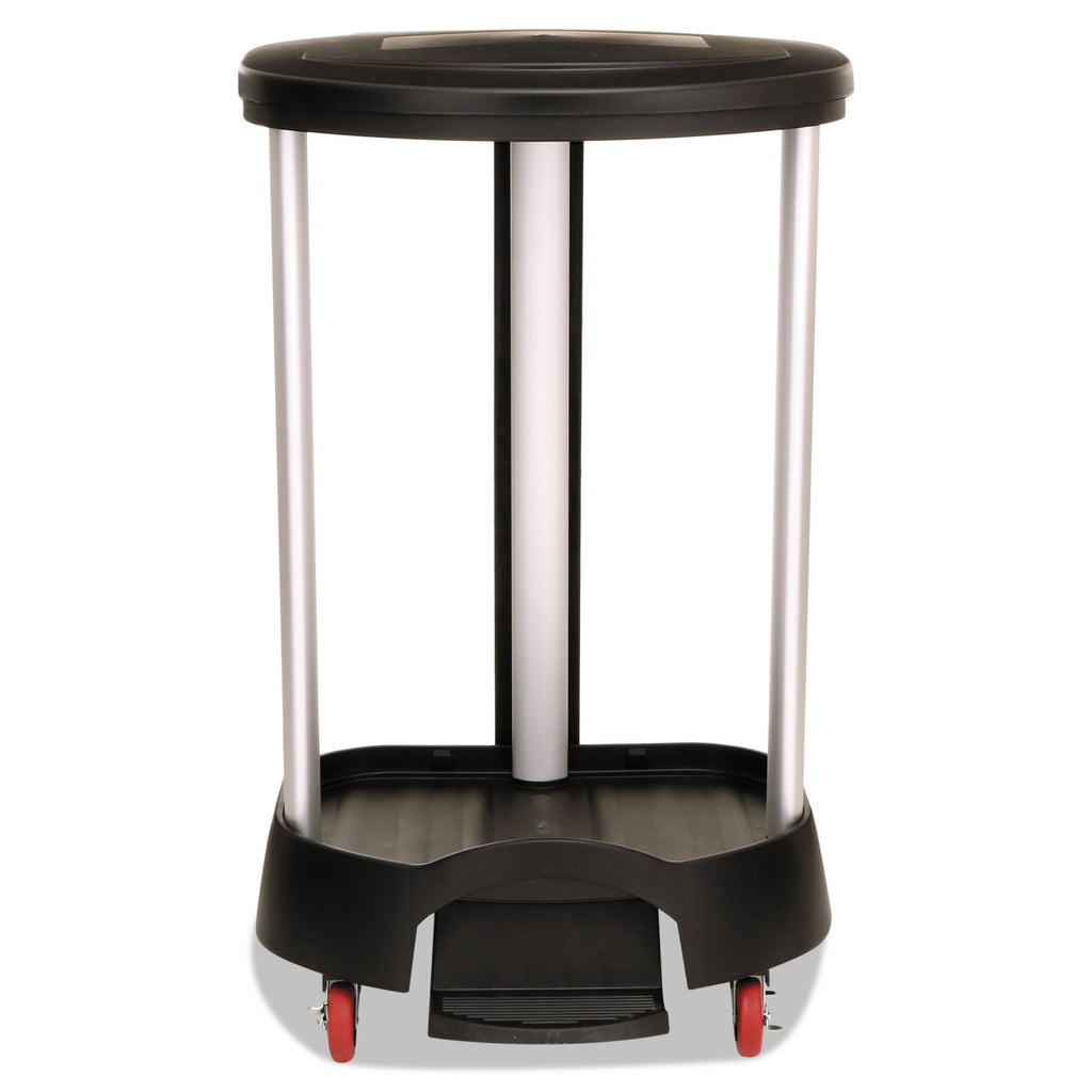 Step-On Linen Hamper, 20 3/8w x 22 1/4d x 37 7/8h, Plastic/Aluminum, Black