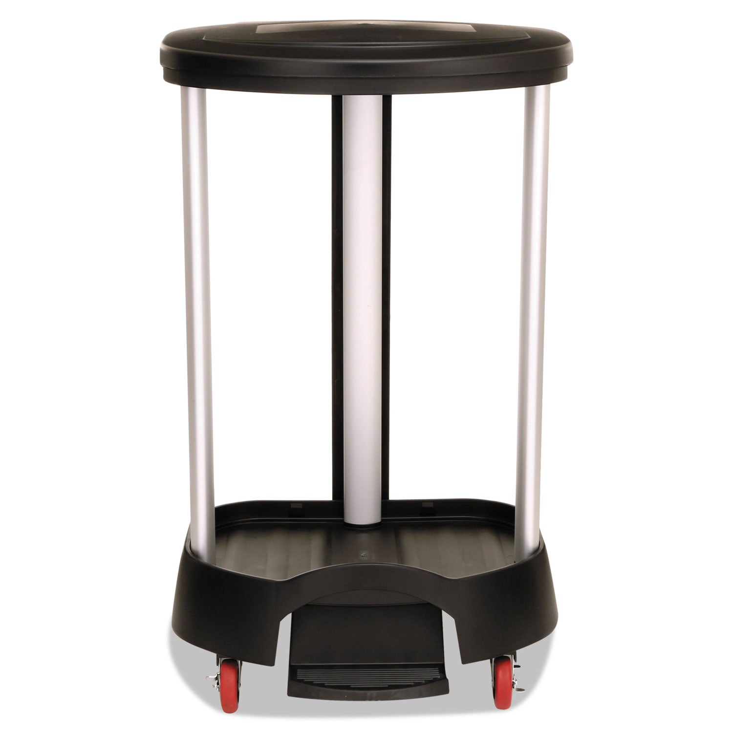 Step-On Linen Hamper, 20 3/8w x 22 1/4d x 37 7/8h, Plastic/Aluminum, Black