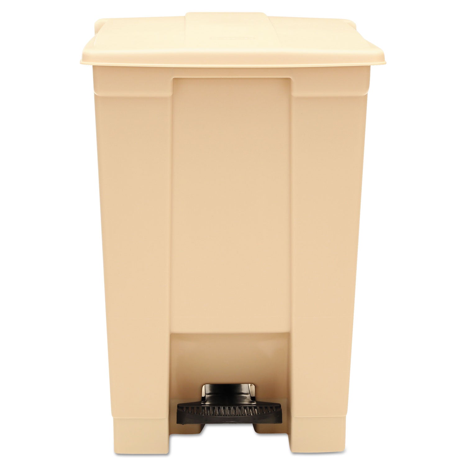 Indoor Utility Step-On Waste Container, Square, Plastic, 12gal, Beige