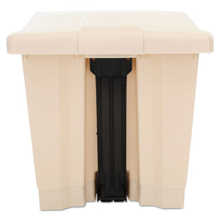Indoor Utility Step-On Waste Container, Square, Plastic, 8gal, Beige