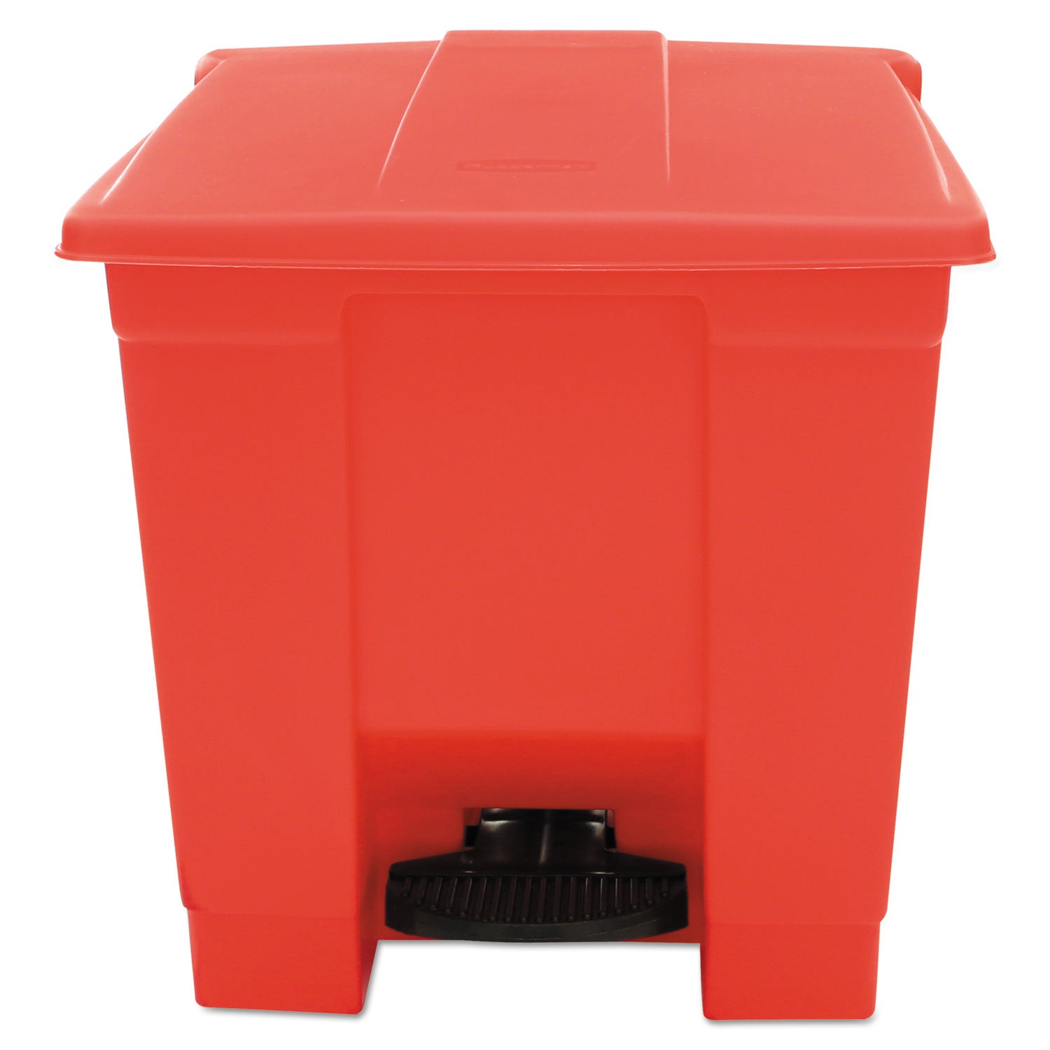 Indoor Utility Step-On Waste Container, Square, Plastic, 8gal, Red - 1