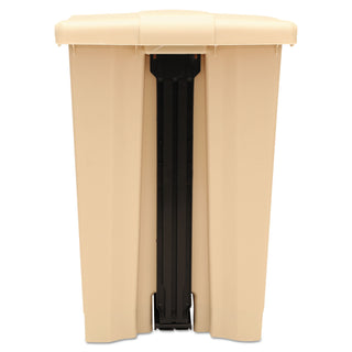 Indoor Utility Step-On Waste Container, Square, Plastic, 12gal, Beige