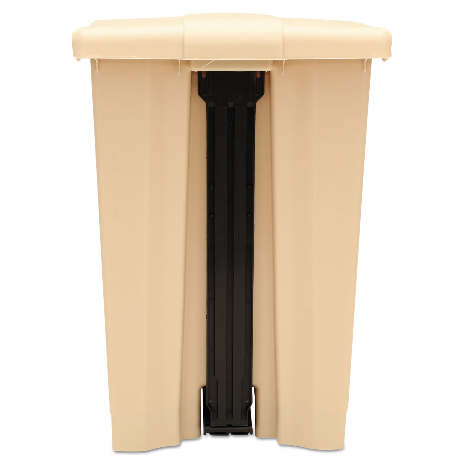 Indoor Utility Step-On Waste Container, Square, Plastic, 12gal, Beige