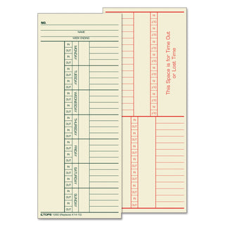 Time Clock Cards, Replacement for K14-15, Two Sides, 3.38 x 8.25, 500/Box