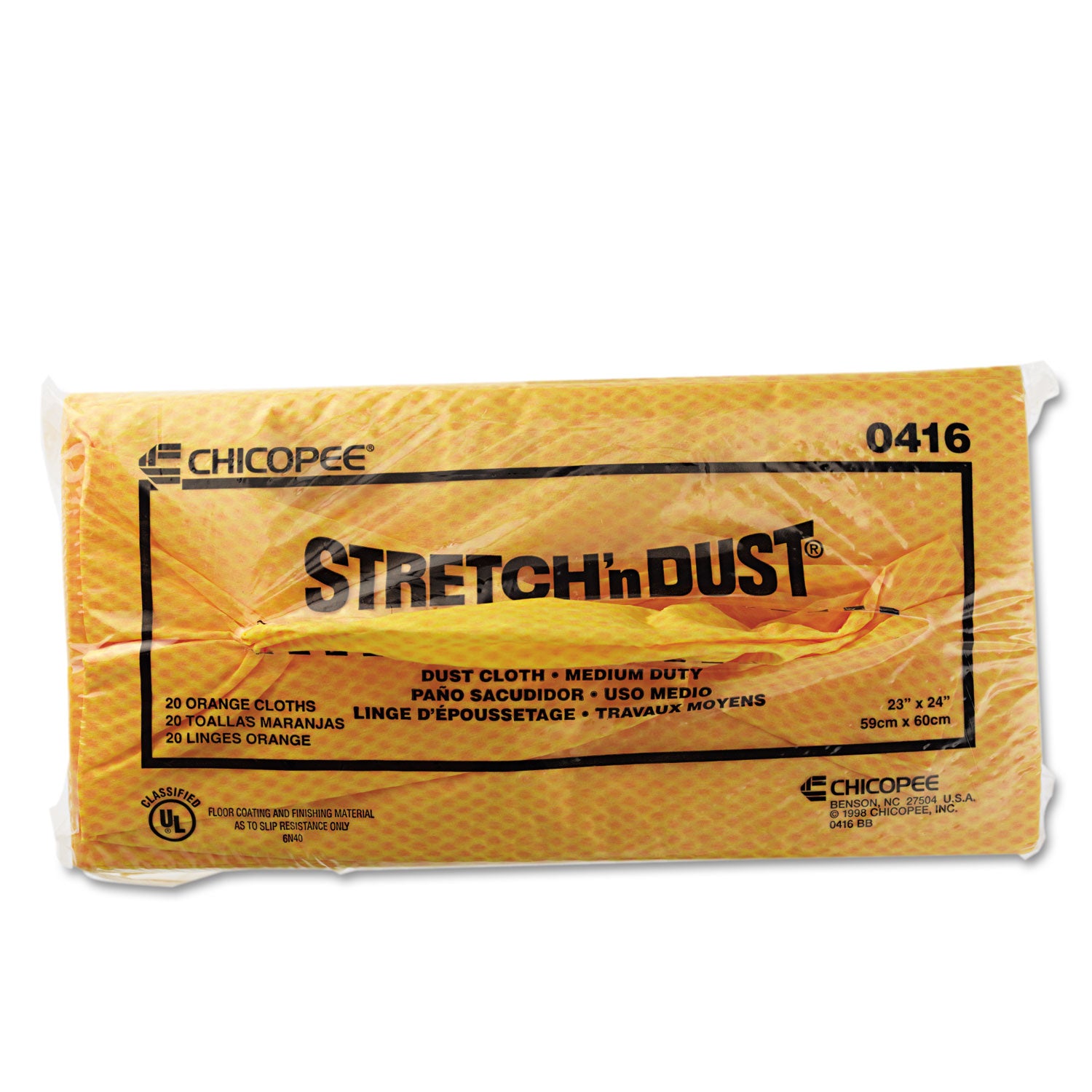 Stretch 'n Dust Cloths, 23.25 x 24, Orange/Yellow, 20/Bag, 5 Bags/Carton - 