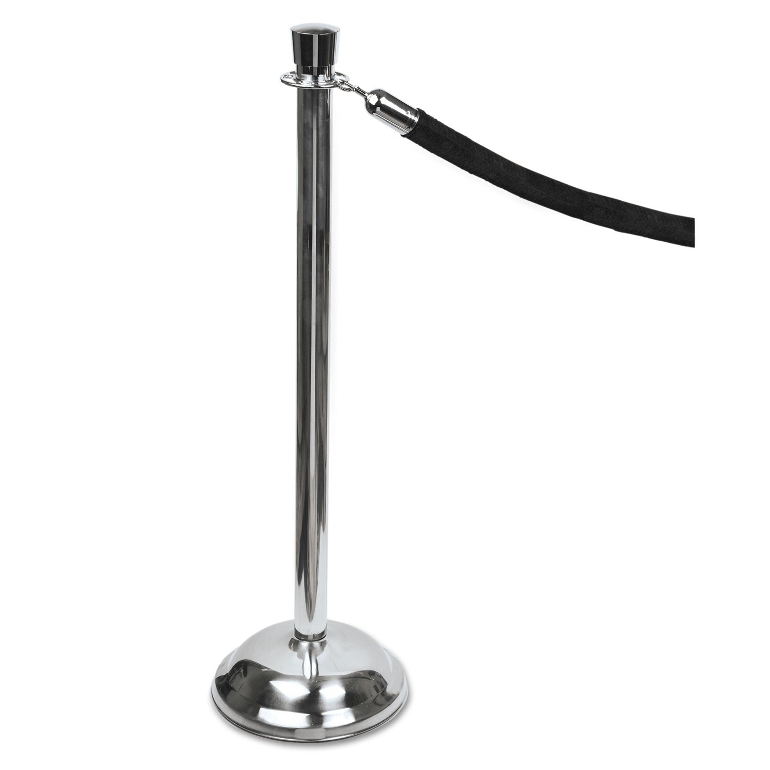 Tatco Heavy-duty Posts for Stanchion - Stainless Steel 41" Post Black Rope - Chrome - 2 / Box - 1