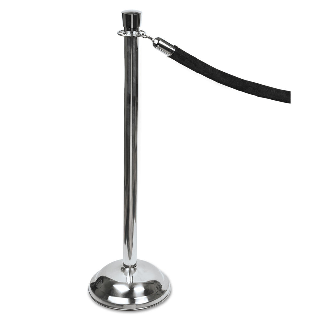 Tatco Heavy-duty Posts for Stanchion - Stainless Steel 41" Post Black Rope - Chrome - 2 / Box