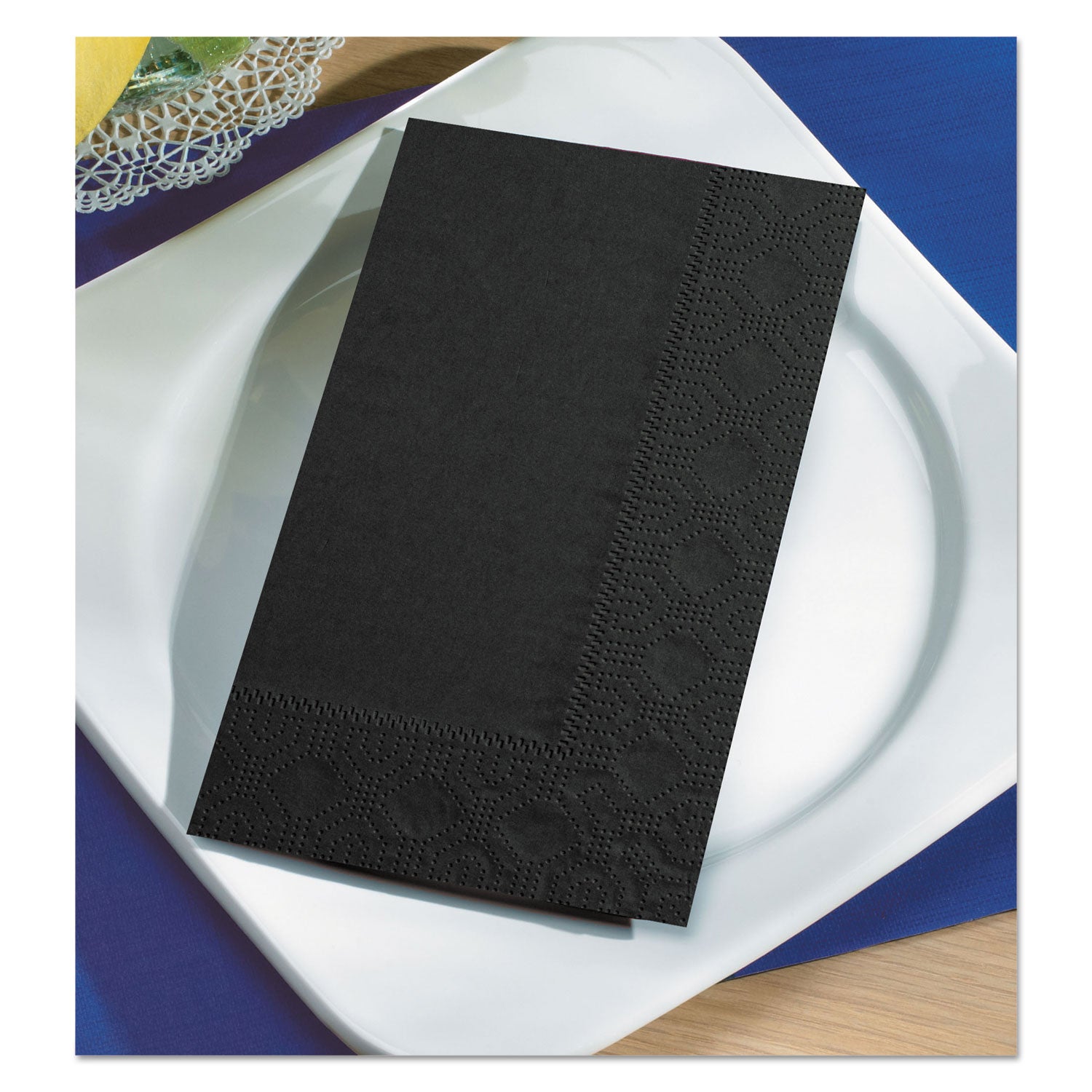 Dinner Napkins, 2-Ply, 15 x 17, Black, 1000/Carton - 