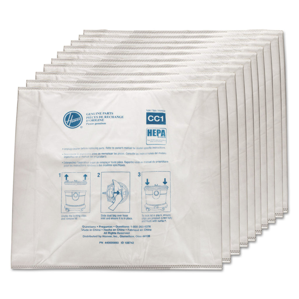 Disposable Vacuum Bags, HEPA CC1, 10/Pack - 