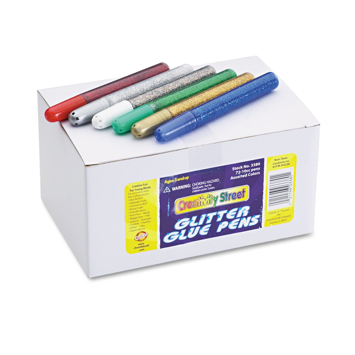Glitter Glue Pens, Assorted, 10 cc Tube, 72/Pack - 